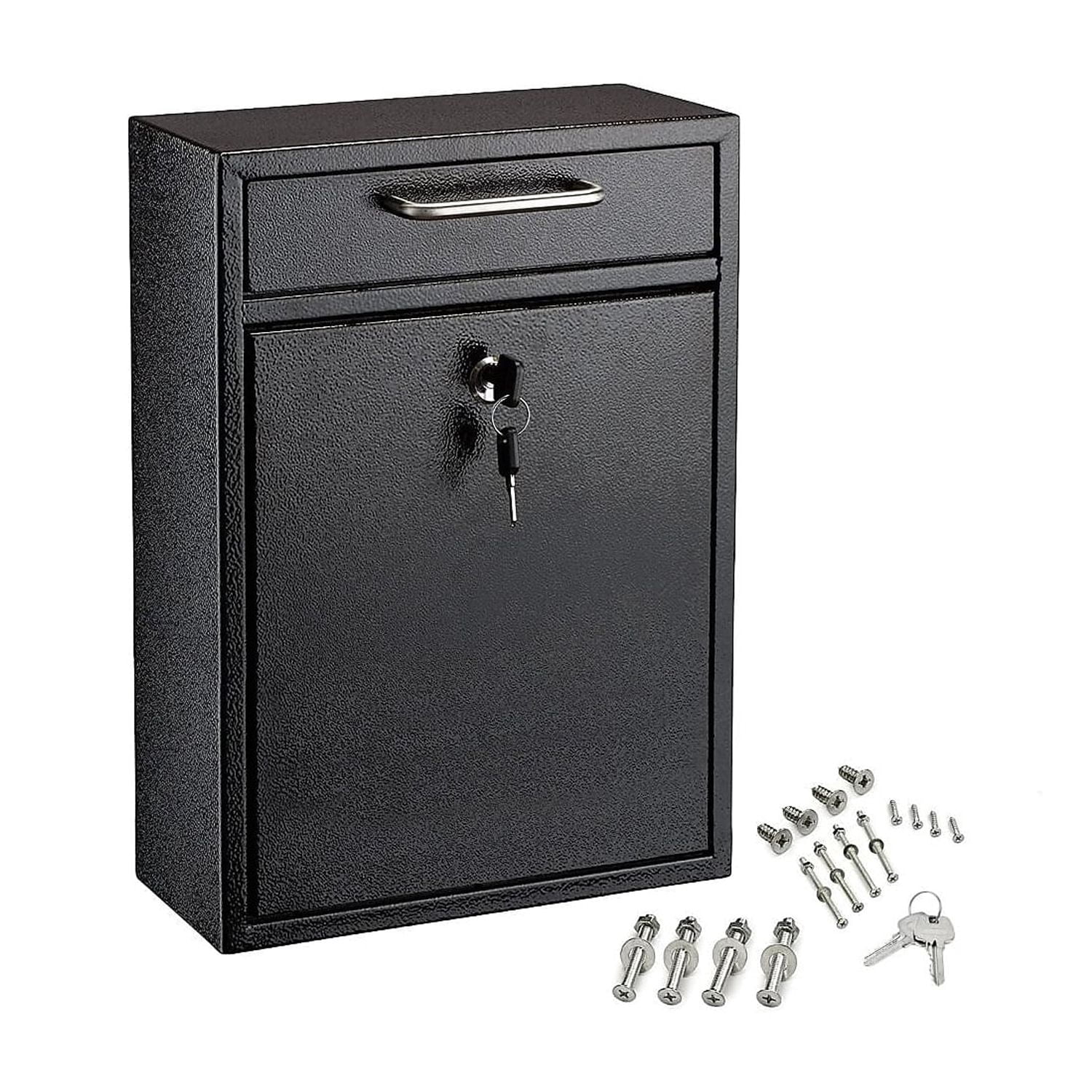 AdirOffice Large Wall Mounted Drop Box with Suggestion Cards Key Lock ...