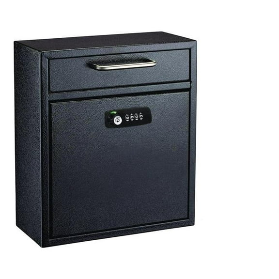 AdirOffice ALHI63105BLKKC Medium Secure Drop Box Wall Mounted Locking Mail Box with Key & Combination Lock, 10.51 x 4.72 x 12 in., Black