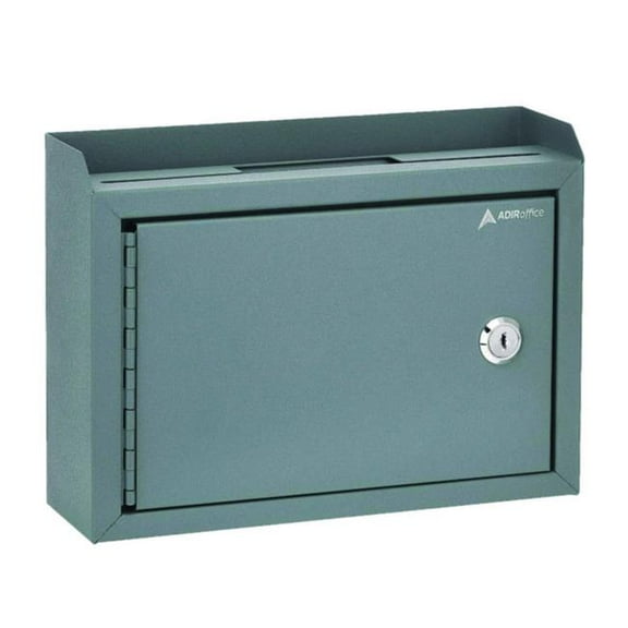 AdirOffice ALHI63102GRY Medium Size Steel Multi-Purpose Secure Drop Box, 9.8 x 3.4 x 7.5 in., Gray