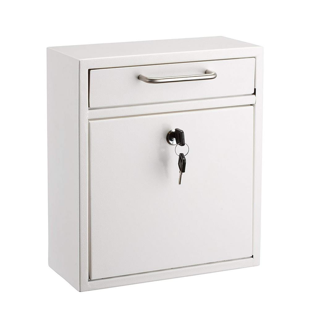 White Steel Lockable Wall Mounted Mail Drop Box