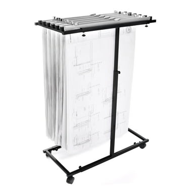 AdirOffice Mobile Blueprint Holder Vertical File Organizer for Hanging Files, Black