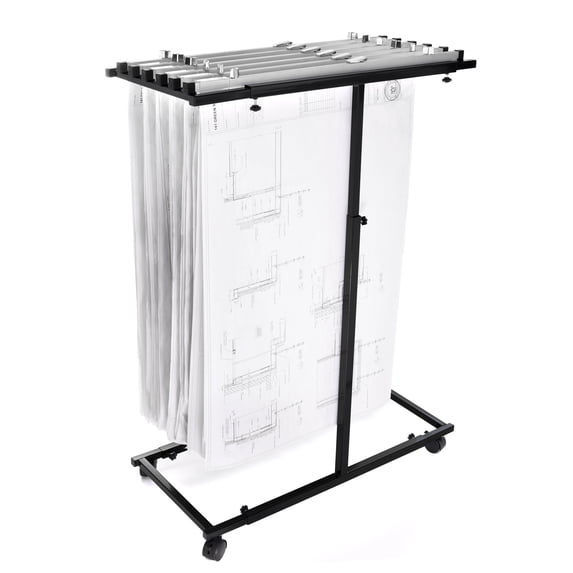 AdirOffice Mobile Blueprint Holder Vertical File Organizer for Hanging Files, Black