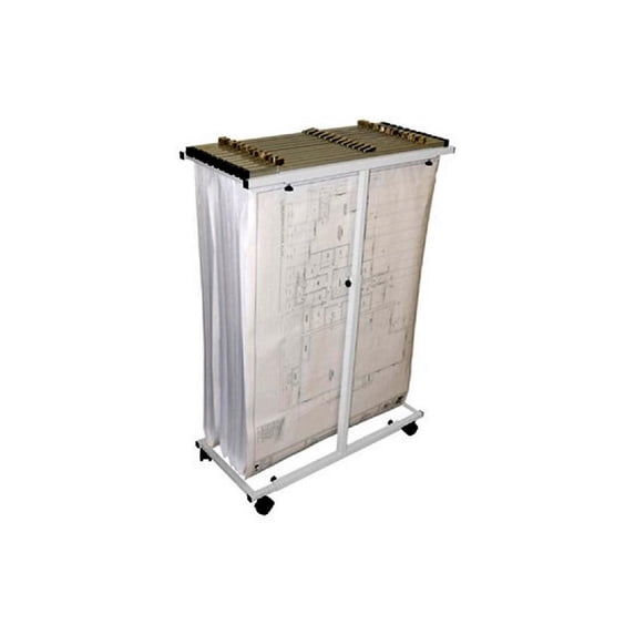 AdirOffice Mobile Storage Blueprint Steel Vertical File Blueprint Cabinet, White