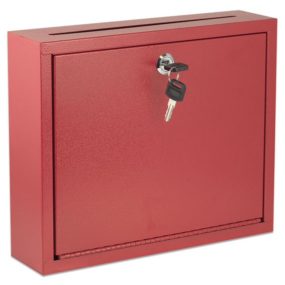 AdirOffice Multi Purpose Steel Wall Mountable Drop/Suggestion/Ballot/Mail Box W/Lock, Red
