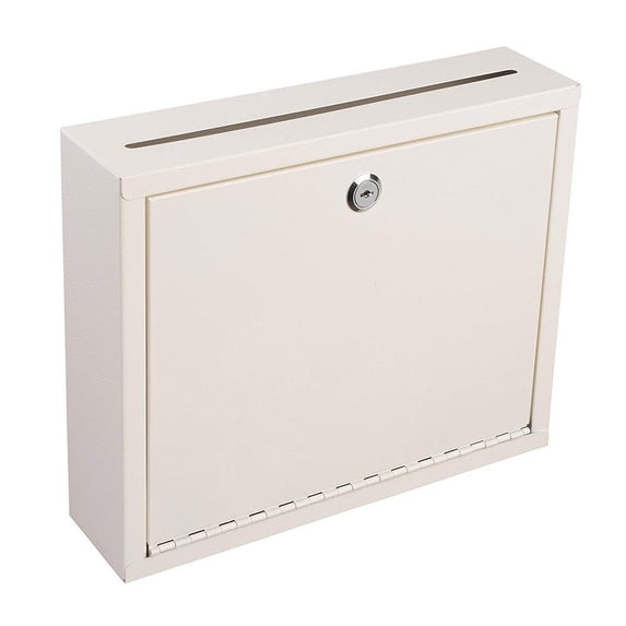 AdirOffice Multi Purpose Steel Wall Mountable Drop/Suggestion/Ballot/Mail Box W/Lock, White