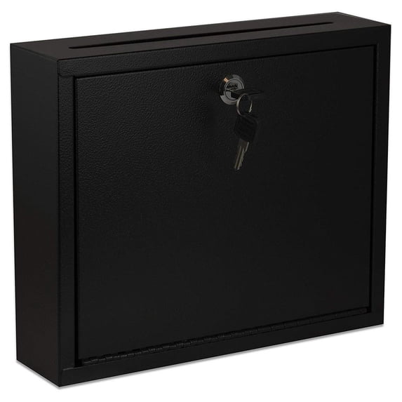 AdirOffice Multi Purpose Steel Wall Mountable Mail/Drop/Suggestion/Ballot Box W/Lock, Black