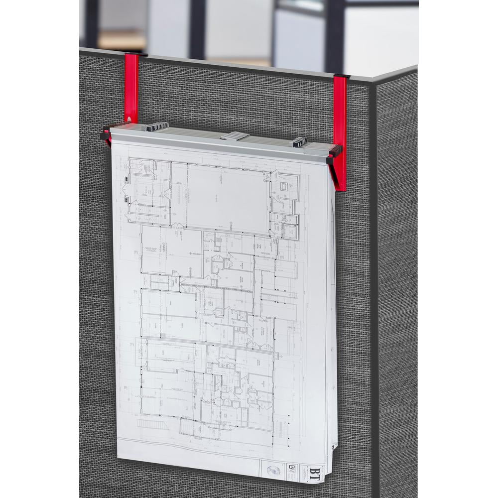 AdirOffice Red Steel Sheet File Blueprint Blueprint Cubicle Wall Rack ...