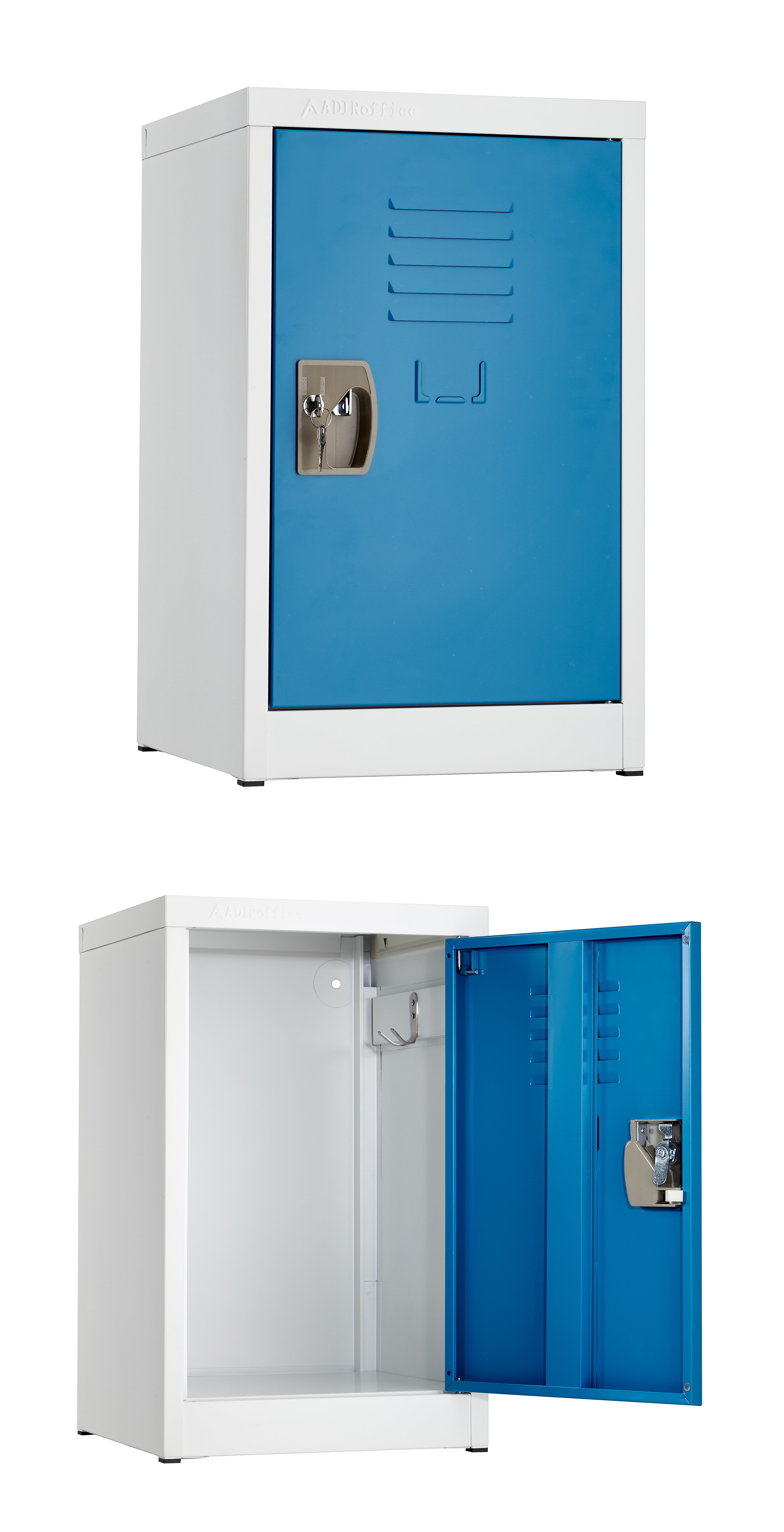 24" Blue and Off-White Steel Freestanding Locker