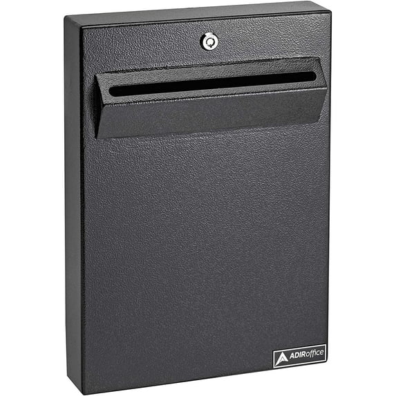 AdirOffice Steel Wall Mountable Document Storage Mail Box W/4 Keys, Black