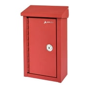 AdirOffice Steel Wall Mountable- Hanging Secured Postbox/Mailbox Outdoor Large Mail Patio Door Lock Box W/2 Keys, Red
