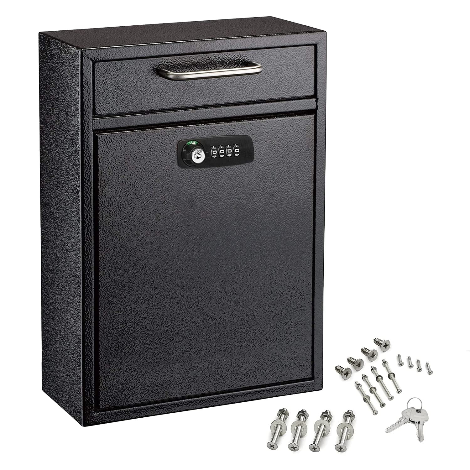 Large Black Steel Wall Mount Lockable Mailbox with Combination Lock