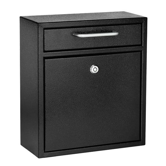 AdirOffice Wall Mount Mailbox - Mailbox with Lock and Keys- Durable Wall Mounted Locking Mailbox and Cash Drop Box for House, Apartments or Bussiness After Hours Deposits