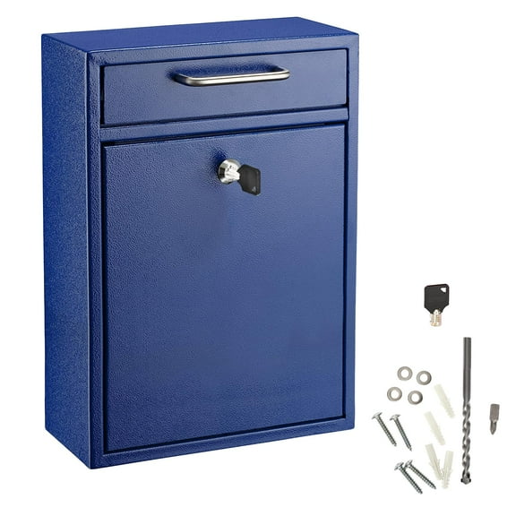 AdirOffice Wall Mount Mailbox - Mailbox with Lock and Keys- Durable Wall Mounted Locking Mailbox and Cash Drop Box for House, Apartments and Bussiness After Hours Deposits