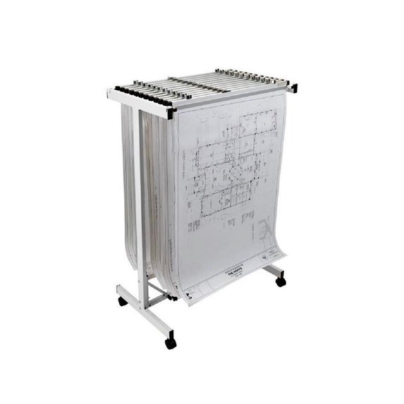 AdirOffice White Steel Expandable Mobile Blueprint Cabinet Vertical File Blueprint Stand