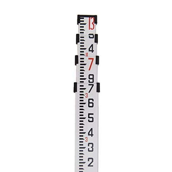 AdirPro 14-Foot Aluminum Grade Rod – 10ths, Dual Sided 4-Section Telescopic Leveling Rod – Bubble Level and Soft Carrying Case Included