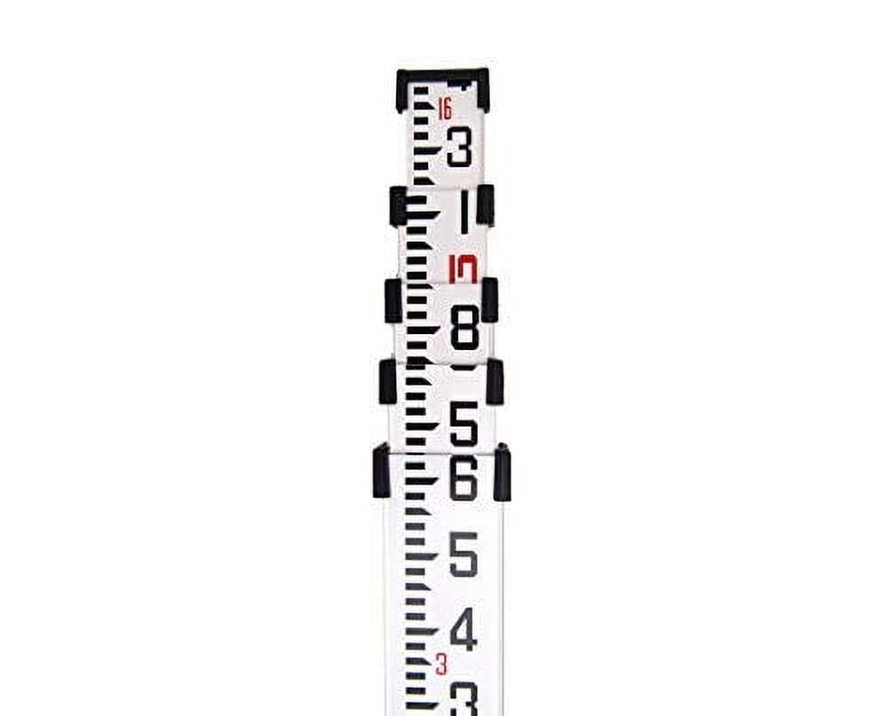 AdirPro 16-Foot Aluminum Grade Rod – 8ths, Dual Sided 5-Section Telescopic Leveling Rod – Includes Bubble Level and Soft Carrying Case