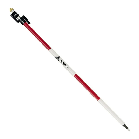 AdirPro Aluminum Prism Pole - Telescopic 12 (3.7m) - Adjustable Tip Quick Release Clamp - Metric Graduation - Strong & Lightweight GPS Pole - For Use with Prisms - Rover Rod - GNSS Instruments