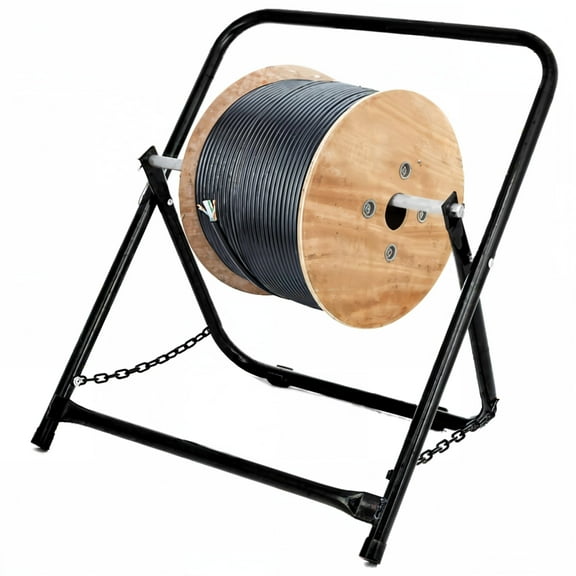 AdirPro Durable Single Axle Cable Caddy - Commercial Industrial Grade Steel Wire Rack Dispenser - Holds Cable Reels Up to 20" Diameter and 100 Lb Capacity - (Black)
