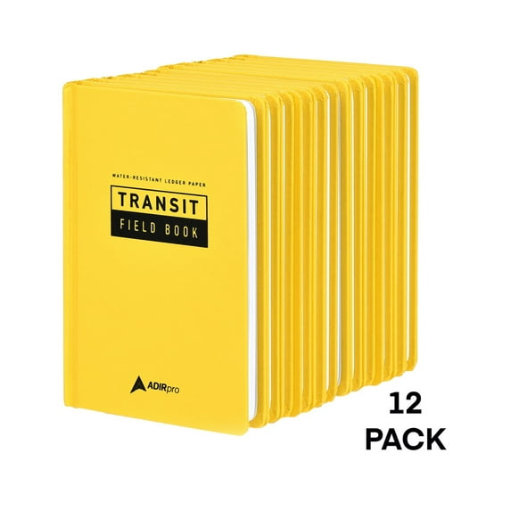 AdirPro Hardcover Transit Book - Water-Resistant Leather-Bound Field Notebook 12-Pack