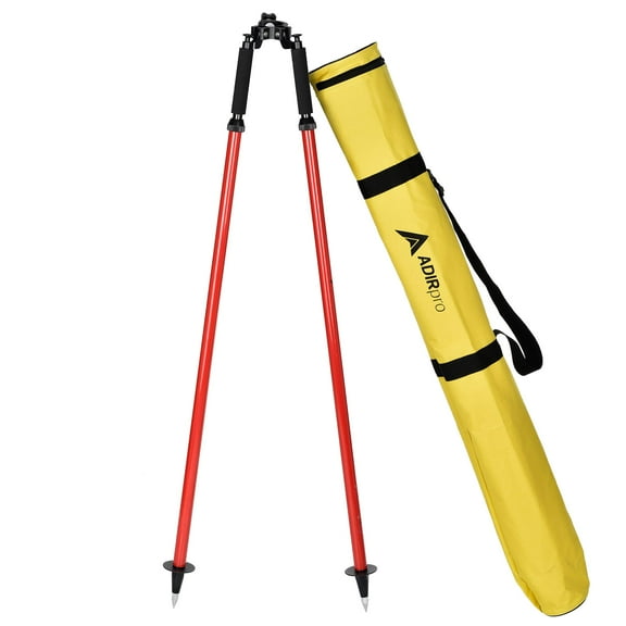 AdirPro Leveling Rotary Prism Pole Bipod - Heavy Duty Rotary Bipod - Accurate Surveying Measurements - Ergonomic Design (Yellow)