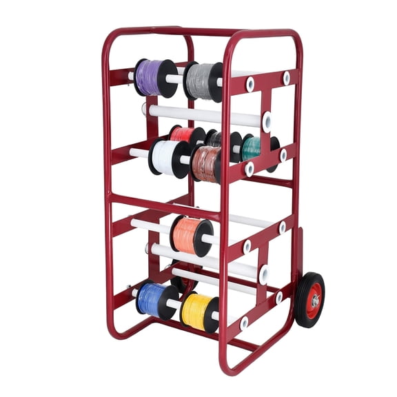 AdirPro Transportable Multiple Axle Cable Caddy - Multi-Spool Wire Rack Dispenser - Easy Use Cable Holder & Distribution - For Workplace Efficiency