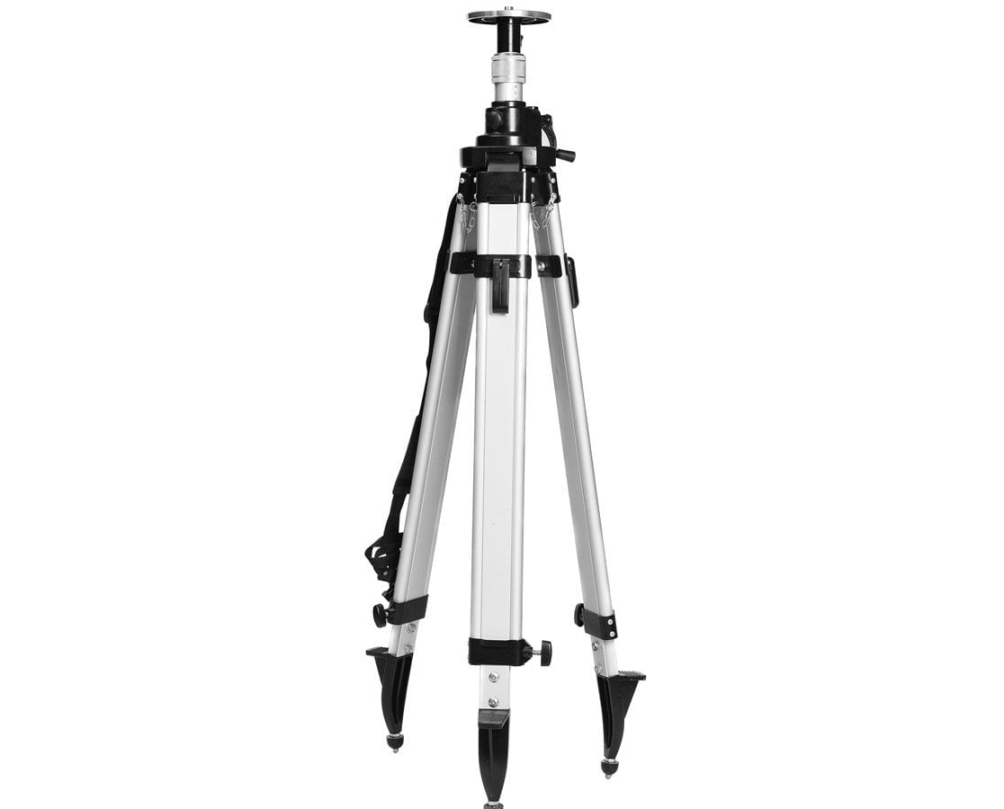 AdirPro Universal Survey Tripod – Laser Level Tripod – Transit Level Tripod - Quick Clamp - Heavy Duty Contractor Tripod 5/8” x 11”  Brass Thread (Silver Aluminum)