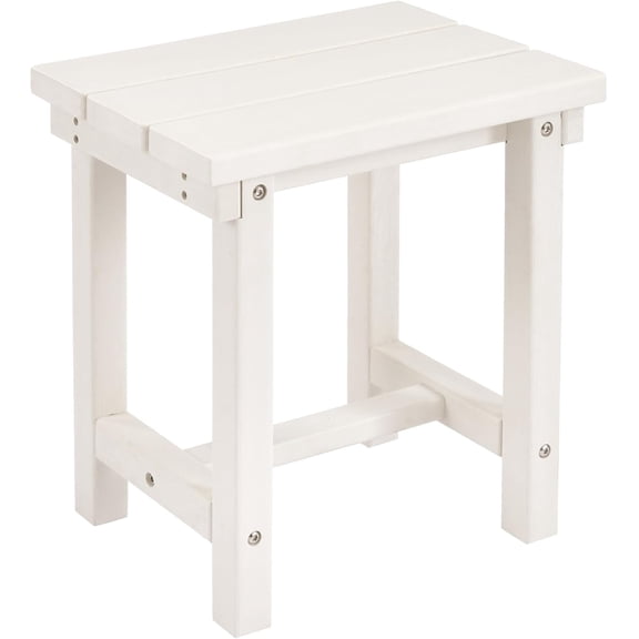 Adirondack 16.5" Square Outdoor Side Table, Extra-Thick HDPE Composite Weather-Resistant Small Patio Table, White Outdoor End Table for Garden Balcony Yard Deck Poolside(White)