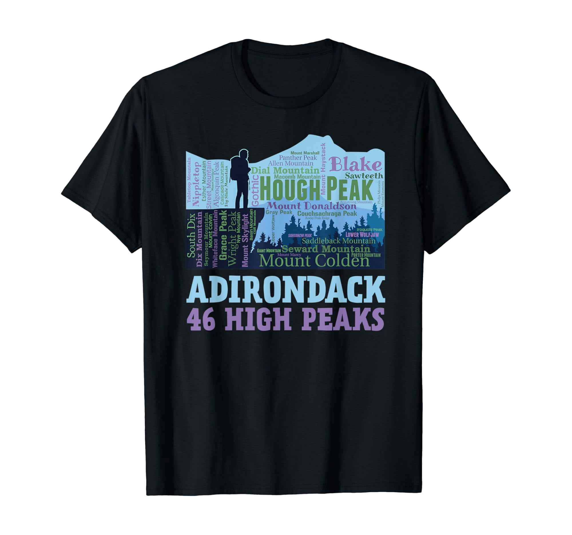 Wordcloud High Adirondack 46 High Peaks 46Er Mountain List Word Cloud T-Shirt ...