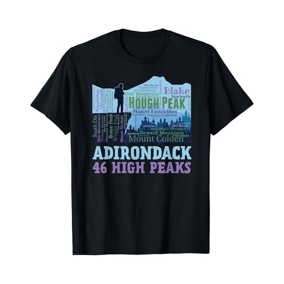 Wordcloud High Adirondack 46 High Peaks 46Er Mountain List Word Cloud T-Shirt ...