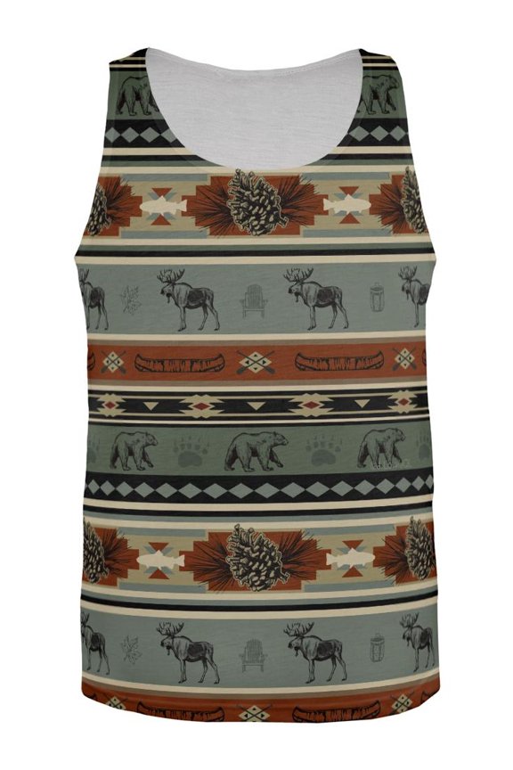 Adirondack Bear Moose Pattern All Over Mens Tank Top Multi LG