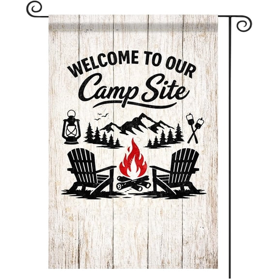 Adirondack Chair Campsite Polyester Garden Flag Rustic Camping Outdoor Decor 12 x 18 Inch