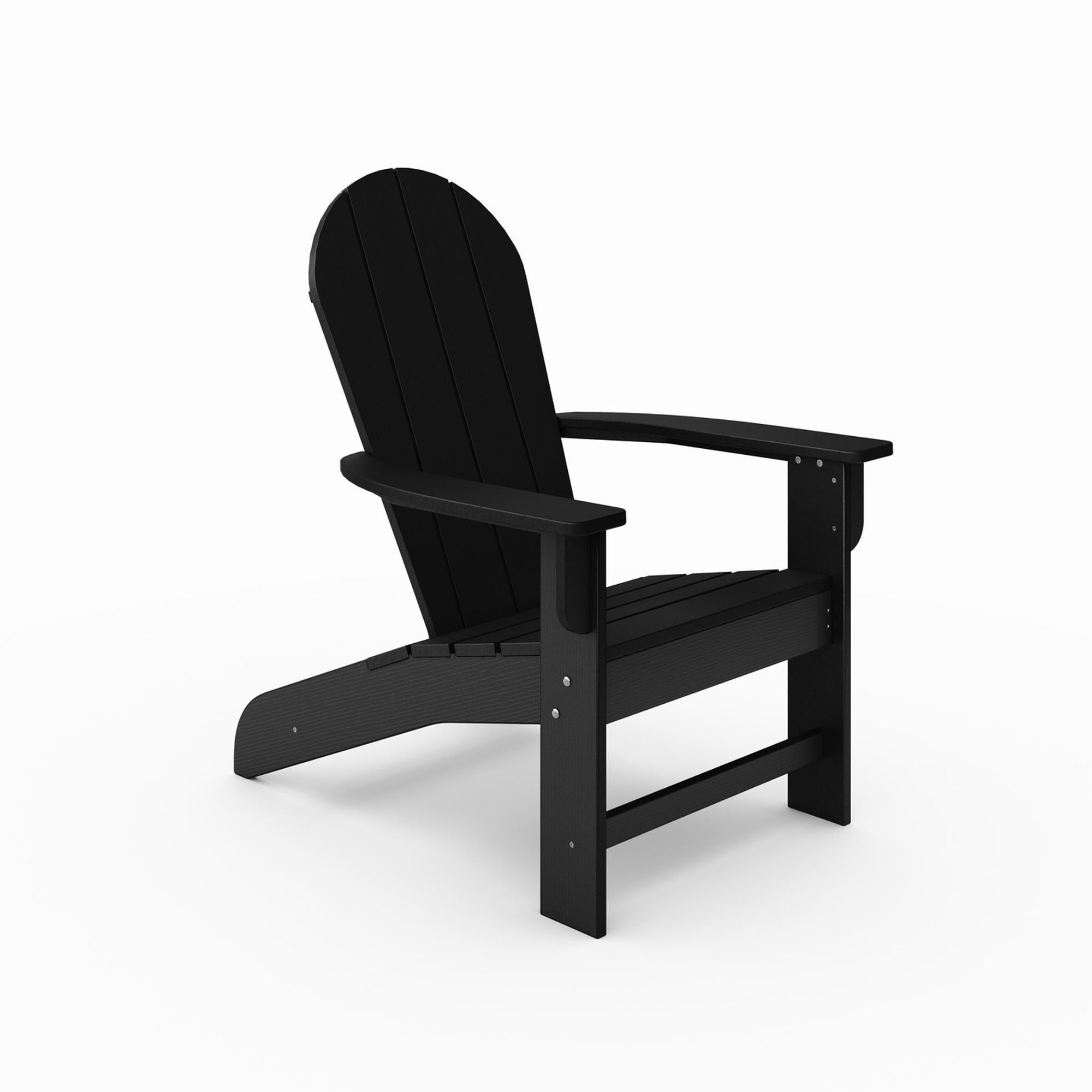 Adirondack Chair, Classic Style for Pool Patio Garden | Black | HDPE Poly Lumber