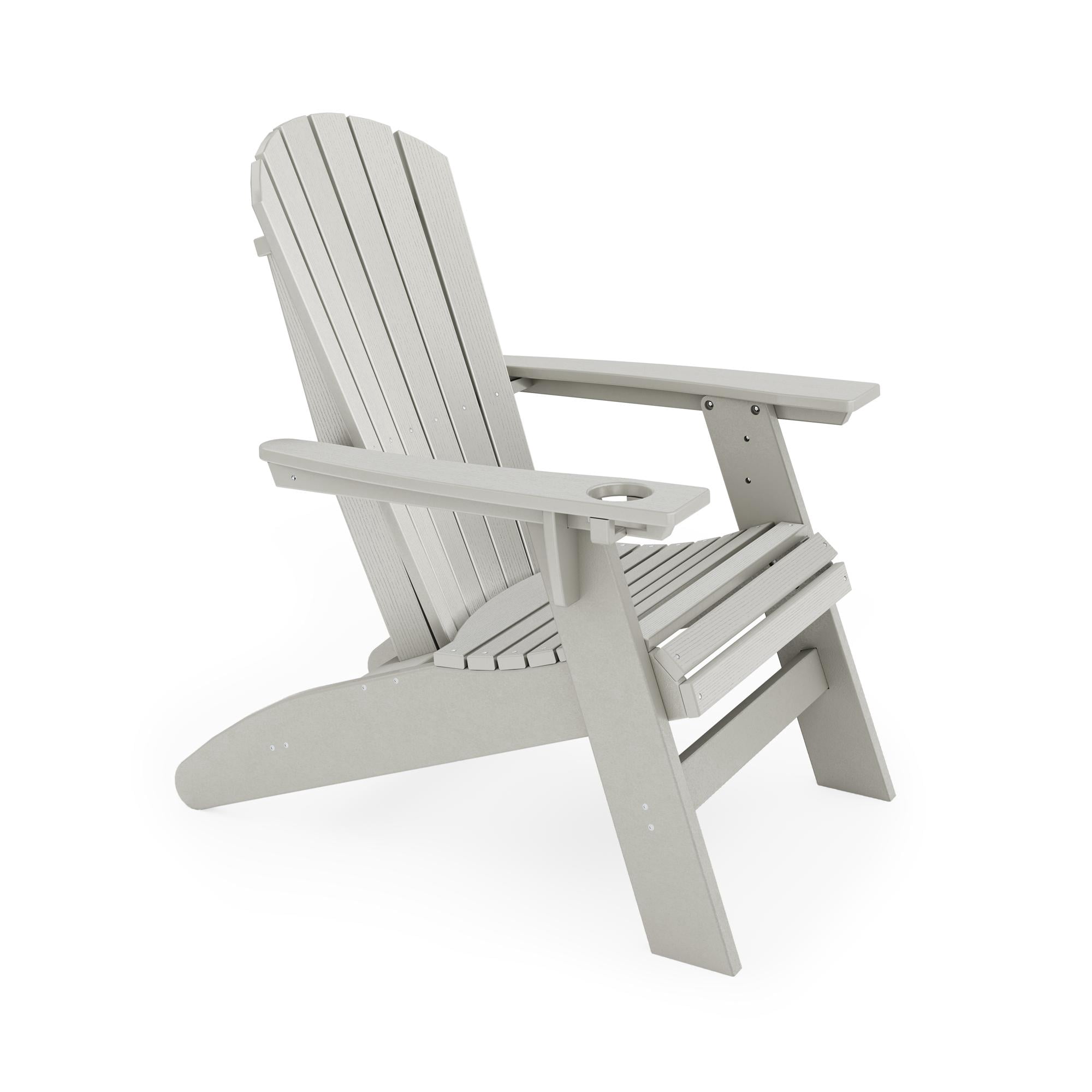Adirondack Chair Curved Back Dark Gray HDPE Poly Lumber for Poolside Patio Garden | Dark Gray | HDPE