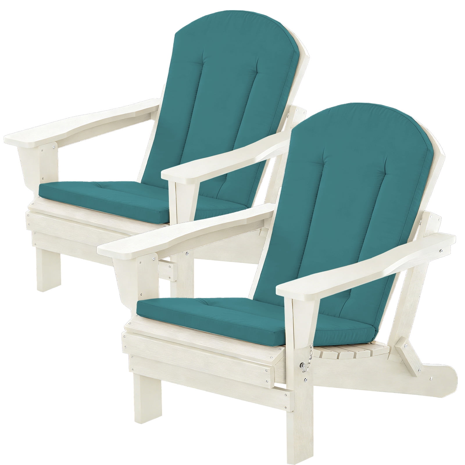 Adirondack Chair Cushion Thin Waterproof Anti-Slip with Straps, Weather-Resistant Indoor Outdoor Patio Seat Pad, Peacock blue,2PCS
