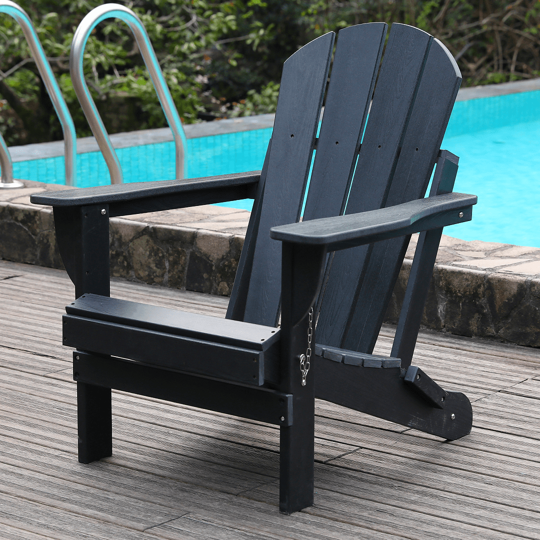 Adirondack Chair, Daily Use Leisure Chair for Garden Fire Pit Poolside Lawn, Black