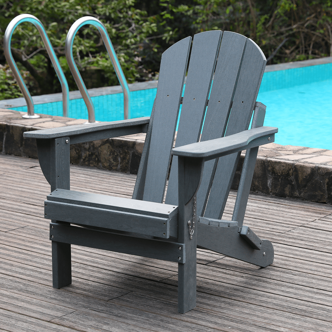 Adirondack Chair, Daily Use Leisure Chair for Garden Fire Pit Poolside Lawn, Grey