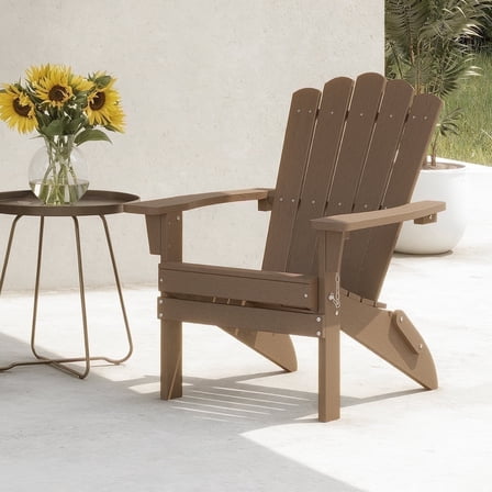 GONICHA HDPE Folding Adirondack Chair, Weather-Resistant ,Suitable for Backyard and Porches, Brown