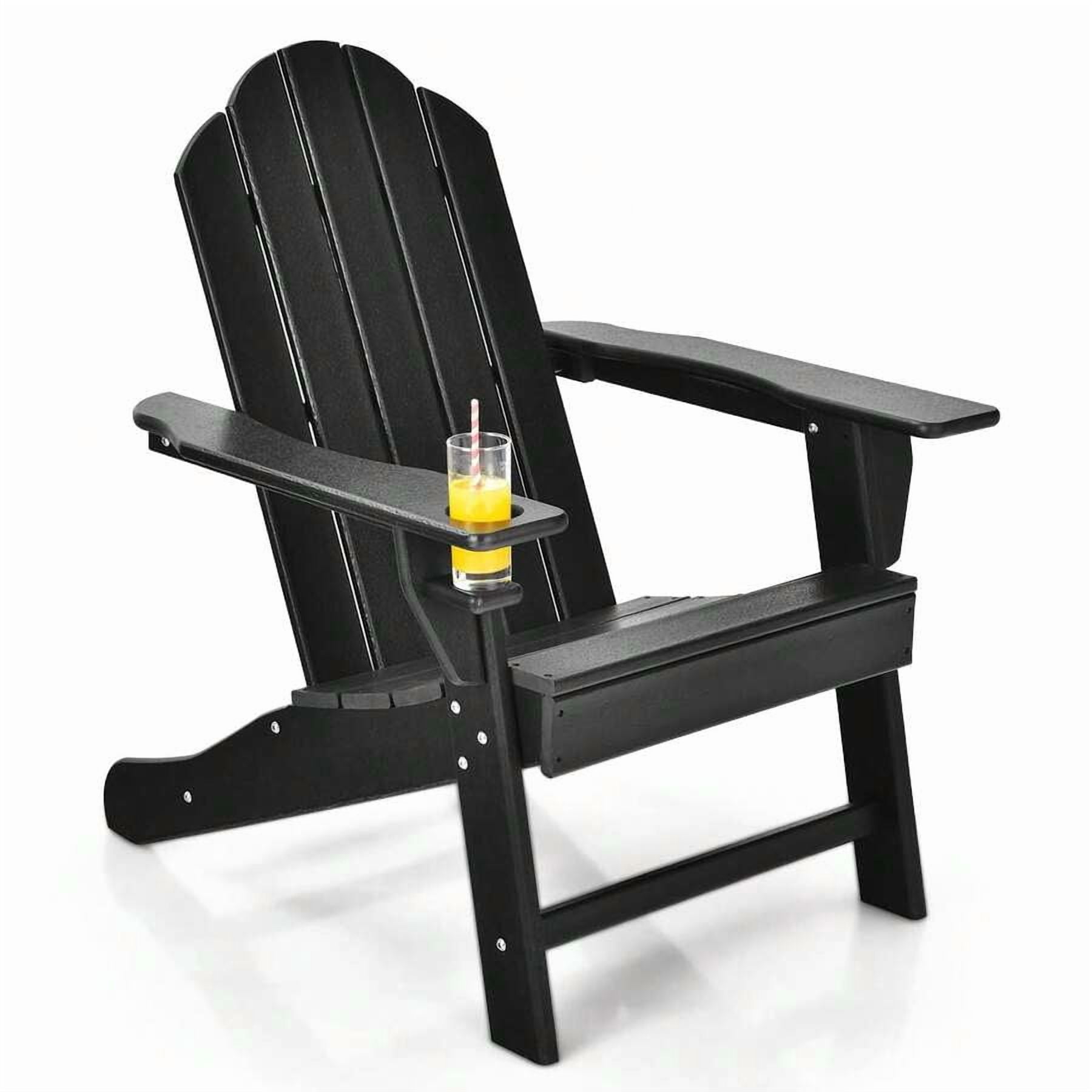 Adirondack Chair Outdoor Fire Pit Chairs, HDPE Weather Resistant Patio Chair For Outside Campfire,Deck, Garden, Yard, Lawn Furniture Porch And Lawn Seating Composite Chairs, Black