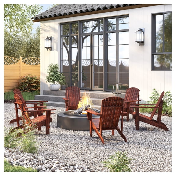 Adirondack Chair Outdoor, Fire Pit Seating, Brown Wood Log Lounge with Cupholder, Porch Furniture, Classic Patio Chair