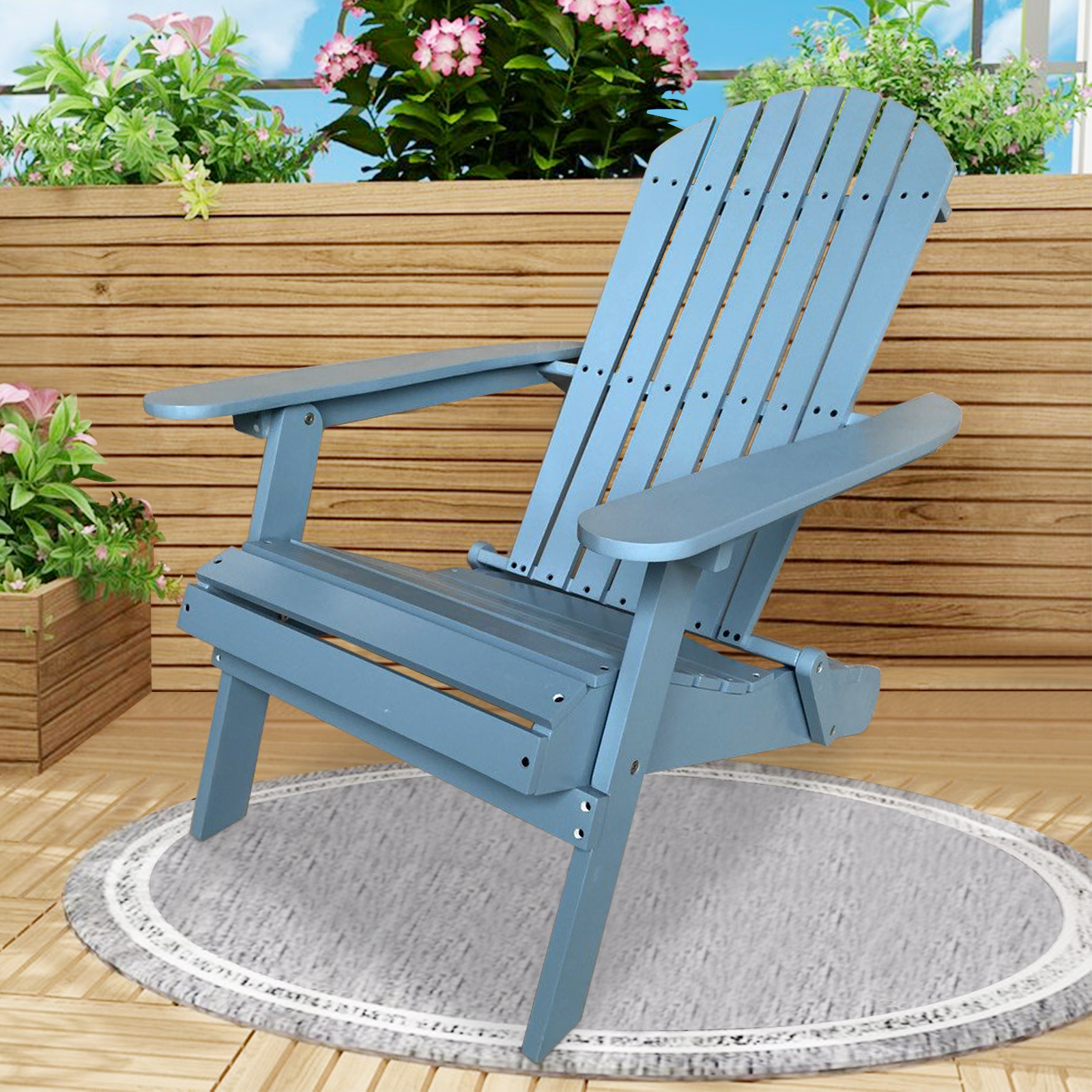 Adirondack Chair Outdoor Folding Wooden Adirondack Lounger Chair Patio Chair Lawn Chair for Adults, Turquoise, Blue - image 1 of 7
