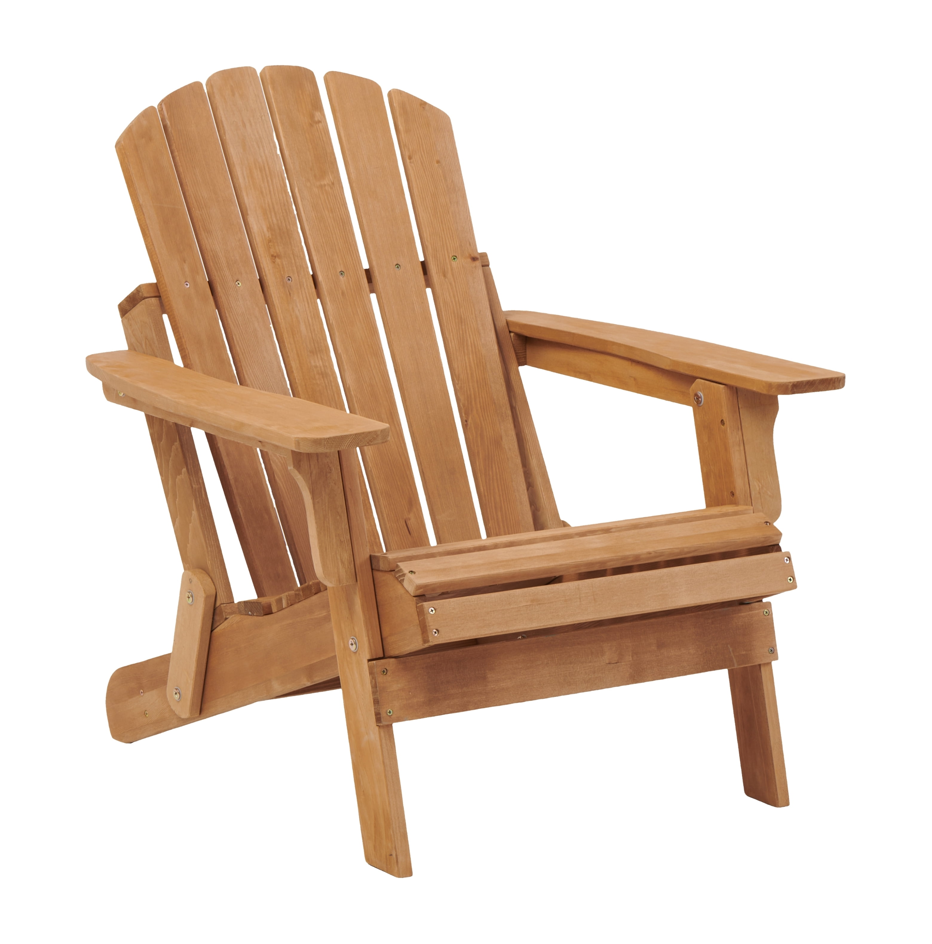 Light Brown Oversized Wooden Folding Adirondack Chair - Patio, Garden, Deck & Backyard Seating - Durable Hemlock Wood, 34"D x 29"W x 33"H, Pre-Assembled