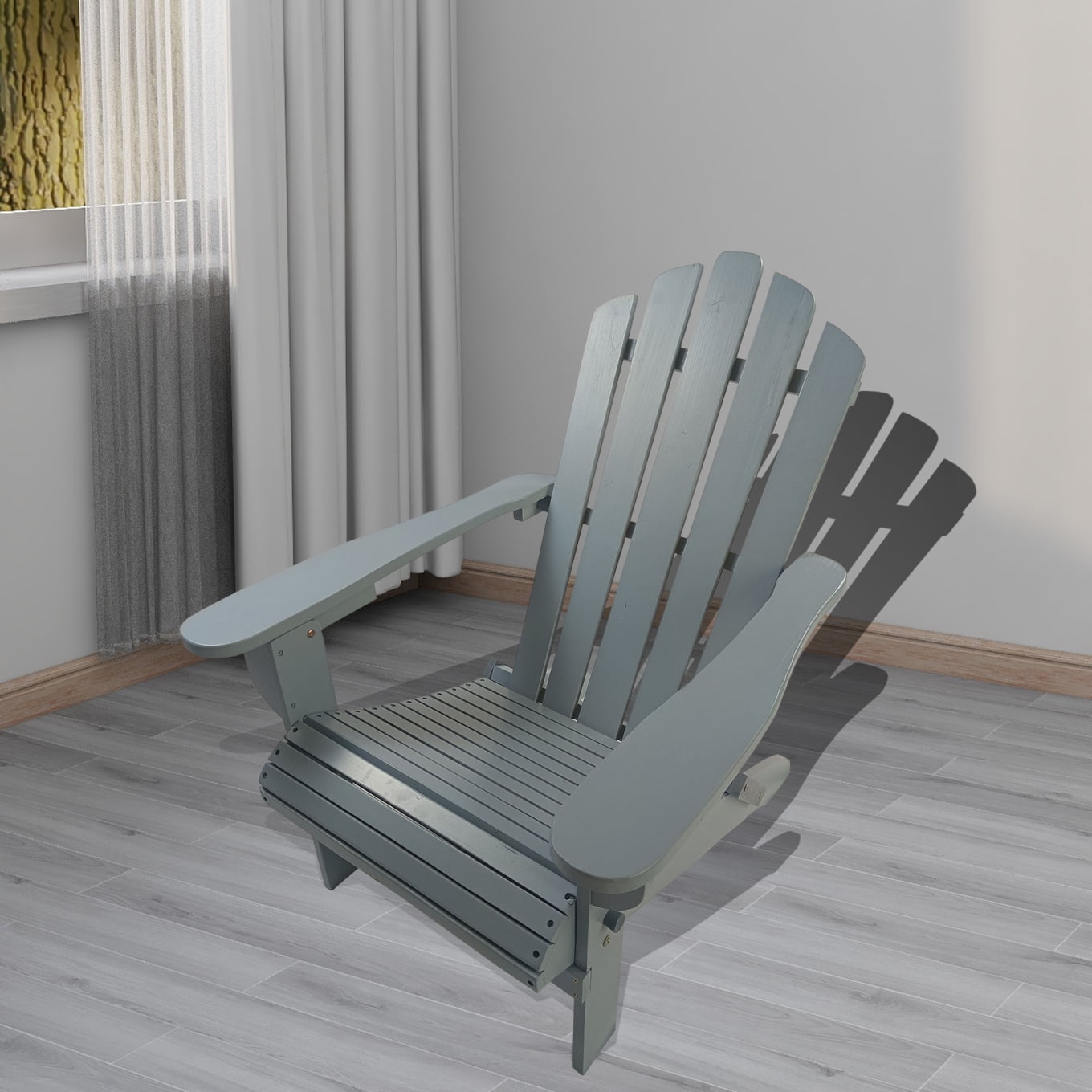Adirondack Chair, Patio Outdoor Chairs Folding Weather Resistant Lawn Chair w/Arms Wood