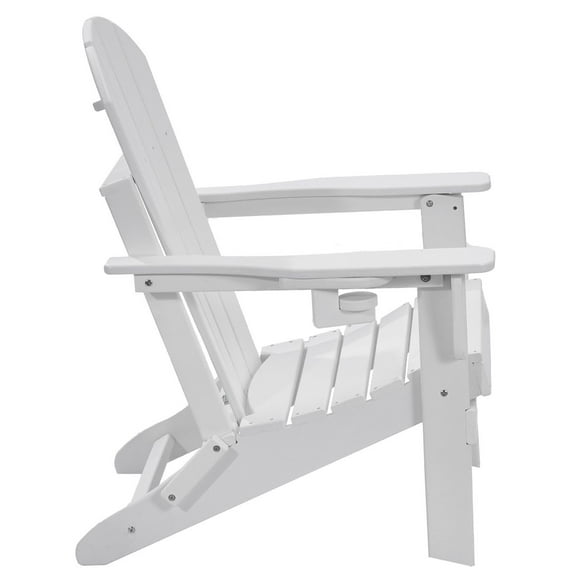 Adirondack Chair Set of 2, White Folding Plastic Fire Pit Chairs, All-Weather Patio Lawn Garden Furniture