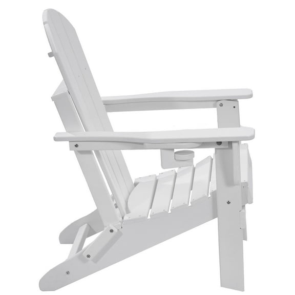 Adirondack Chair Set of 2, White Folding Plastic Fire Pit Chairs, All-Weather Patio Lawn Garden Furniture