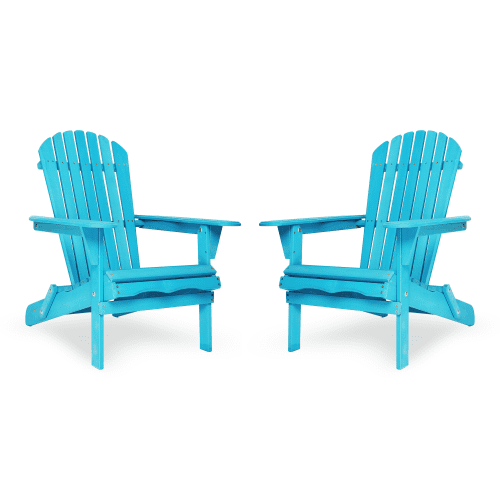Adirondack Chair Set of 2, Wooden Folding Adirondack Chairs for Outdoor, All Weather Patio Chairs with Cup Holder, Heavy Duty Adirondack Lawn Chairs