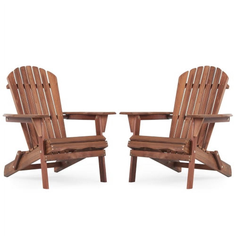 Adirondack Chair Set of 2, Wooden Folding Adirondack Chairs for Outdoor, All Weather Patio Chairs with Cup Holder, Heavy Duty Adirondack Lawn Chairs