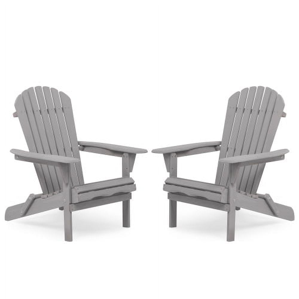 Adirondack Chair Set of 2, Wooden Folding Adirondack Chairs for Outdoor, All Weather Patio Chairs with Cup Holder, Heavy Duty Adirondack Lawn Chairs