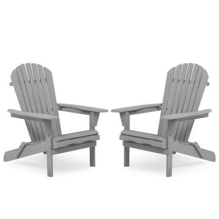 Adirondack Chair Set of 2, Wooden Folding Adirondack Chairs for Outdoor, All Weather Patio Chairs with Cup Holder, Heavy Duty Adirondack Lawn Chairs