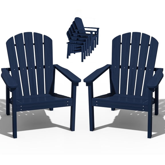 Adirondack Chair, Stackable All-Weather HDPE Outdoor Patio Chair, Durable Porch Lawn Fire Pit Chairs, Space-Saving Design for Easy Storage