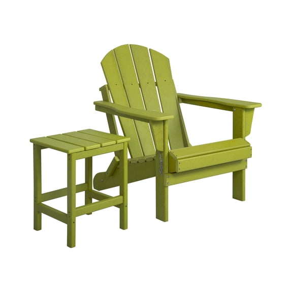 Adirondack Chair with Square Side Table Included for Outdoor Patio Garden Porch Seating, Lime